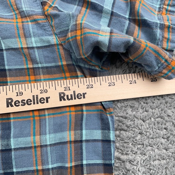 Columbia Shirt Mens Large Blue Orange Plaid Short Sleeve Button Up Regular Fit - Picture 6 of 9